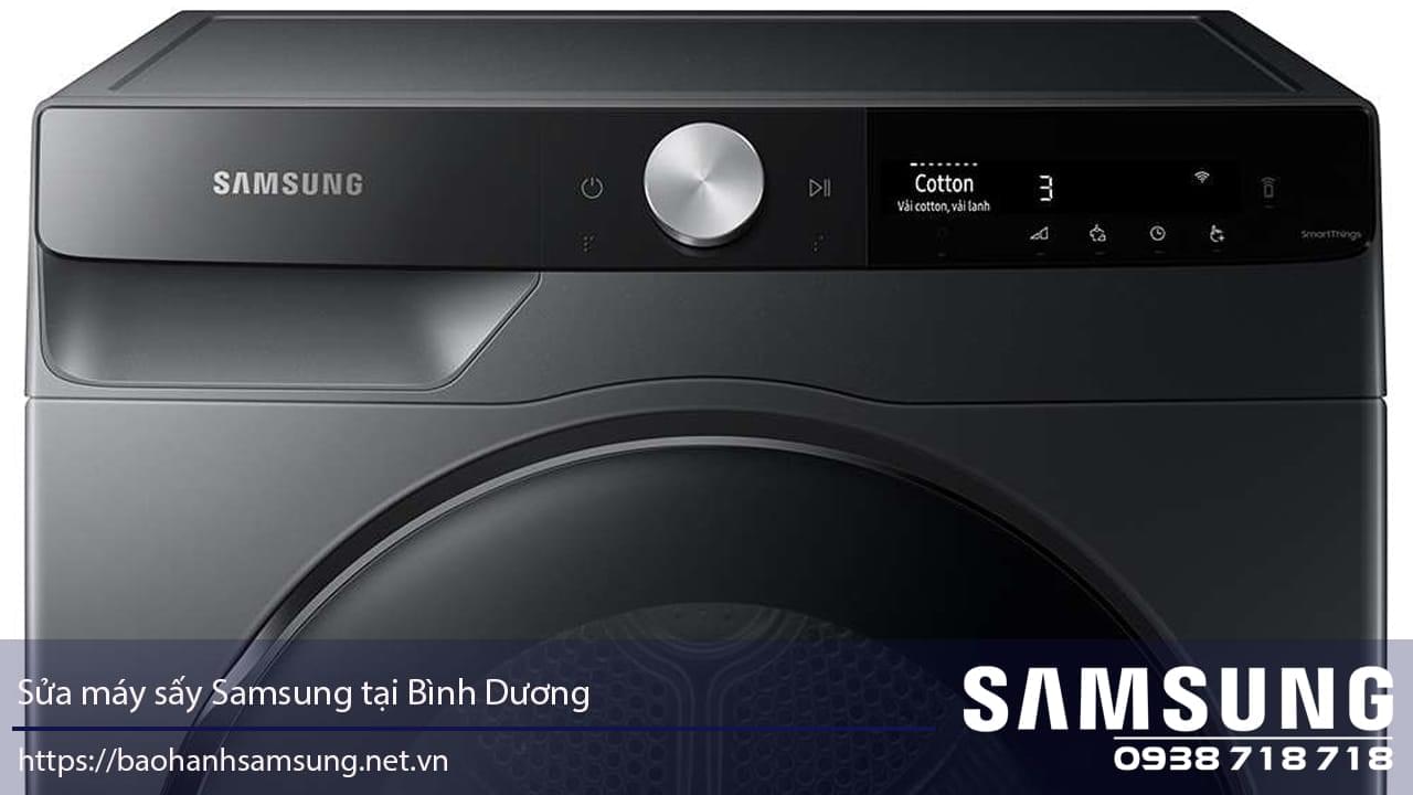Front-loading washing machine with digital display and Samsung branding for Samsung Vietnam warranty services.