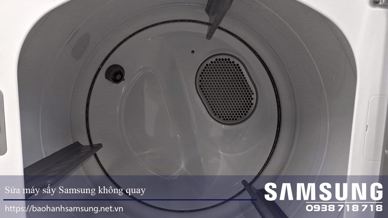 Clothes dryer drum without spinning issues, Samsung washing machine repair service in Vietnam.